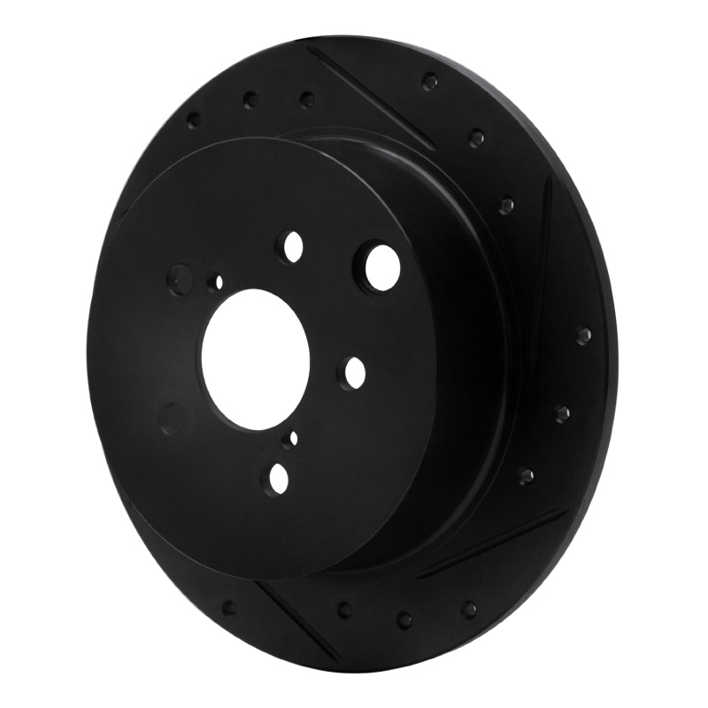 Subaru XV Crosstrek Brake Rotor (1) - Rear Right - R1 Concepts - Drilled & Slotted - Black - `12-`23